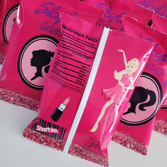 Pink Barbie Personalized Chip Bag