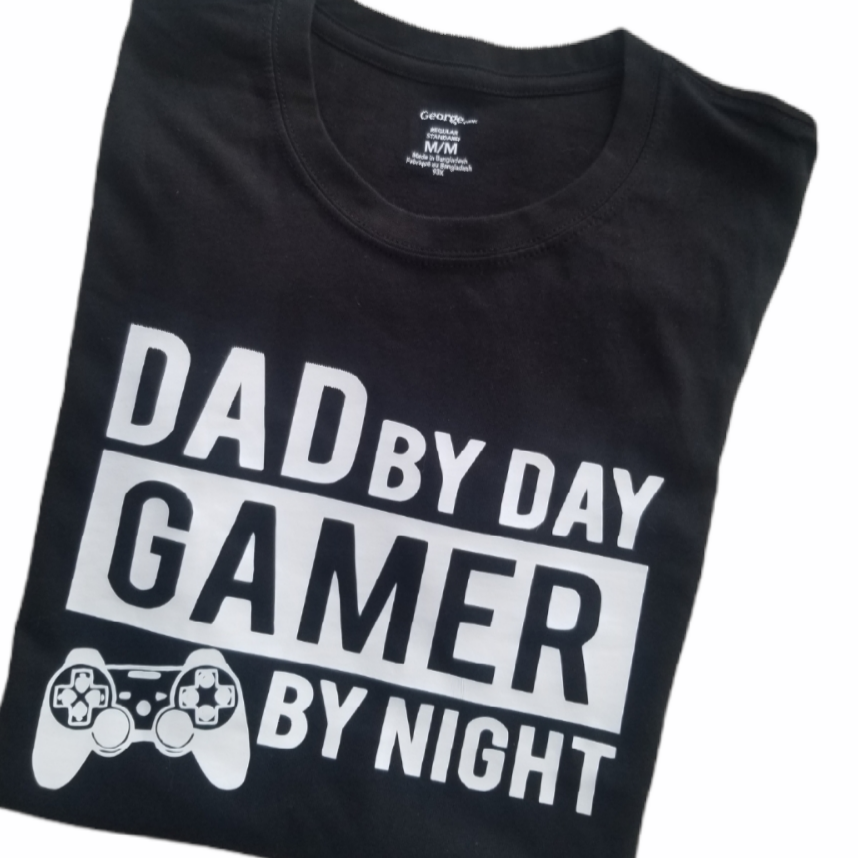 "Dad By Day Gamer By Night" Adult T-Shirt